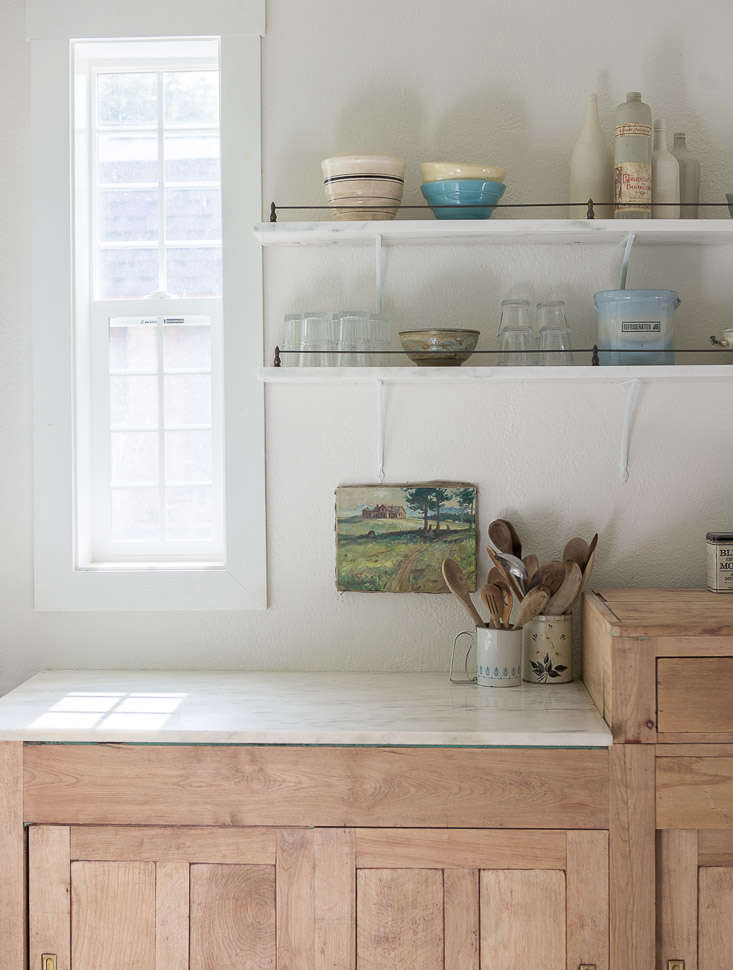 vintage whites blog budget kitchen remodel marble countertop open shelving